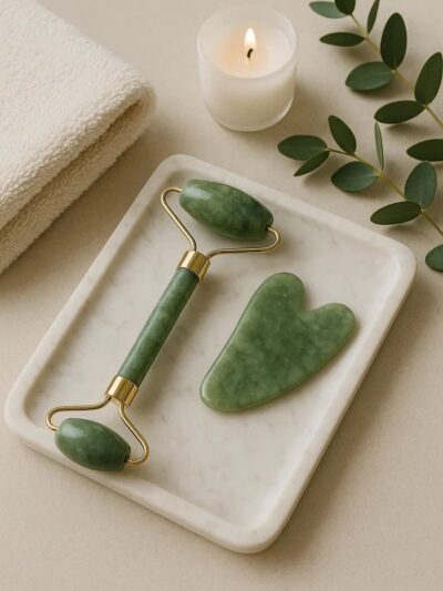 Roller Masajeador Facial Piedra Guasha Jade