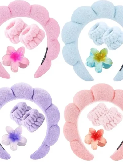 Set Vincha Skincare + Muñequeras Absorbentes Spa